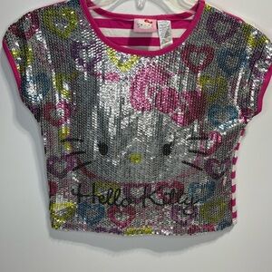 Hello Kitty Silver Sequin Crop Top Girls Size 10-12